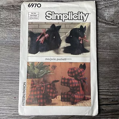 UNCUT Simplicity 6970 Stuffed Scotties Dogs 17” 14” Vintage Sewing Pattern • $12