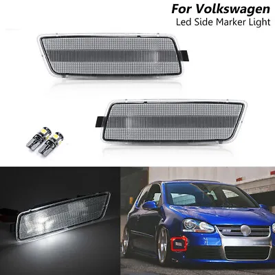 2x Clear LED White Front Side Marker Lights For VW Golf GTI Rabbit MK5 2006-2009 • $23.93