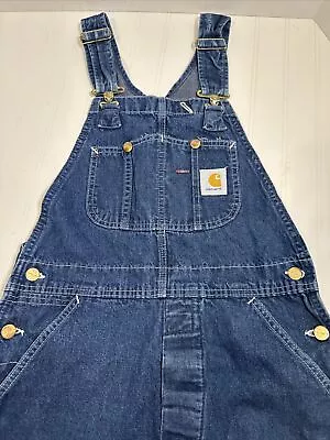 Carhartt Mens 30x32 Denim Bib Overall Carpenter Pants Farmer Utility • $30