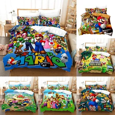 Super Mario 3D Quilt Duvet Cover Bedding Set +Pillowcase -Single Double Size AU • $46.99