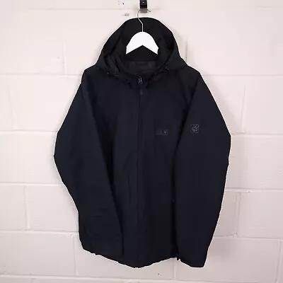 JACK WOLFSKIN Jacket Mens L Large Stormlock Hooded Insulated Parka Coat Black • £39.90