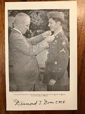 Exceptional Vintage Mint Book Photo Signed By Ww Ii Medal Of Honor Desmond Doss • $474.99