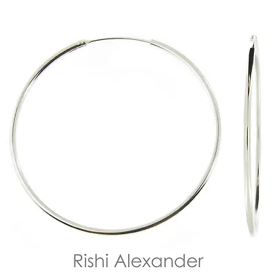 925 Sterling Silver 1.5mm Endless Hoop Earrings All Sizes • $5.49