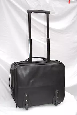 Business Black Laptop Case Commuter Cabin Wheeled Bag Telescopic Handle Zips • £21.55
