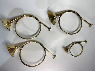 Vintage Hand Crafted In India Solid Brass Decorative Horn Holiday Decor Set Of 4 • $35.80