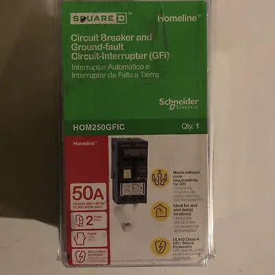 Square D Homeline HOM250GFIC 50 Amp 2-Pole GFCI Circuit Breaker  • $69.99