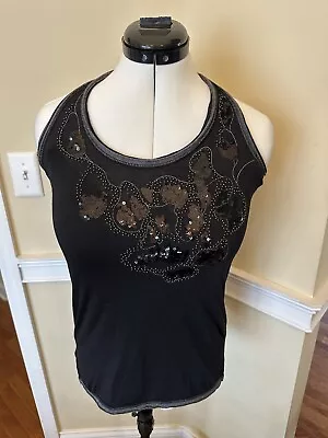 Miss Me Black Criss Cross Tank Top With Sequins Size Large • $16.99