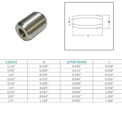 Marine Boat Stainless Steel T316 Button Stop Wire Rope Cable Button Stop • $9.99