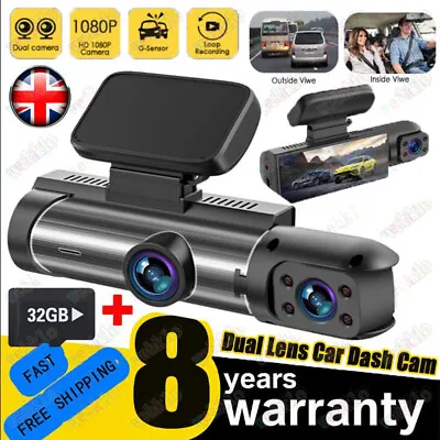 32G+Dual Lens Car Dash Cam Full 1080P HD DVR Camera Night Vision Video Recorder • £27.99