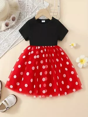 Princess Minnie Mouse Tulle Dress Party Toddler Girls Kids + Mouse Ears Bow 3Y • $15.95