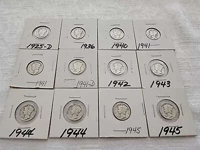 12 - Mercury Silver Dime Lot • $35