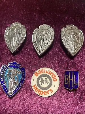 Six BHL Barnardo Helpers League Charity Gold/Silver Tone Enamel Tin Badges • £6.50