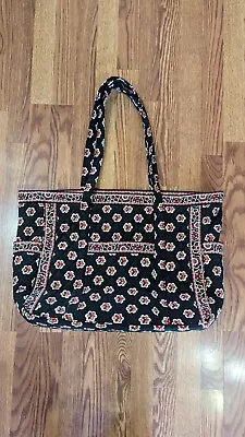 VERA BRADLEY Large Tote Travel Bag Black Red White Medallion Pirouette Perfect! • $32