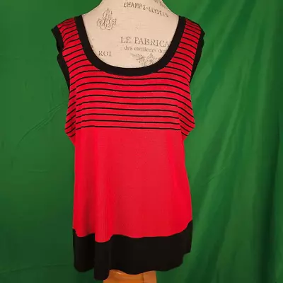 Exclusively Misook Woman Womens Red Black Sleeveless Shell Tank Top 2X • $41