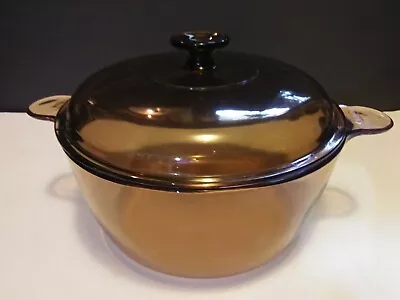 Corning Vision Dutch Oven 4.5 Qt. Amber Glass Stock Pot With Pyrex Lid Cookware • $32