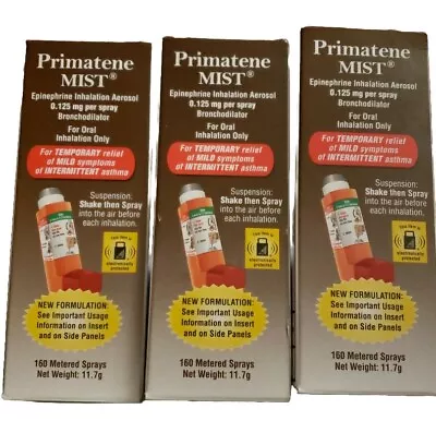 3 Primatene Mist Epinephrine Inhalation Aerosol 160 Sprays EXP 02/2025+ • $75