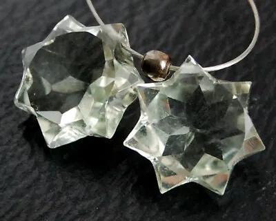 Natural Green Amethyst Star Briolette Semi Precious Gemstone Beads Matching Pair • $10.80