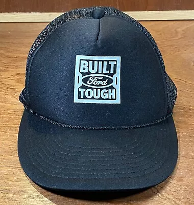 Vintage Built Ford Tough Trucker Hat Foam Mesh Back SnapBack Cap Black • $25.78