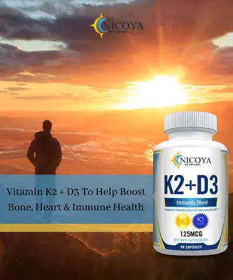 $9.50 • Buy Vitamin K2 D3 Bone & Heart Health Non GMO & Gluten Free Easy To Swallow Capsules