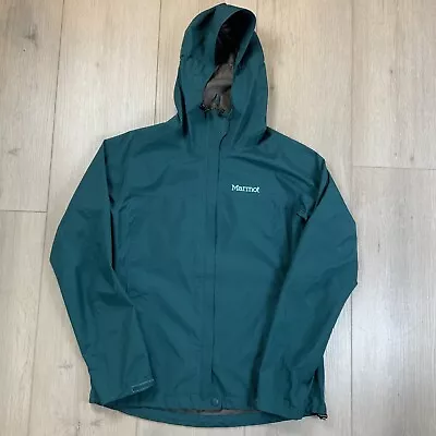 Marmot Minimalist Goretex Jacket Hooded Shell Rain Full Zip Teal Women's SMALL • $56.94