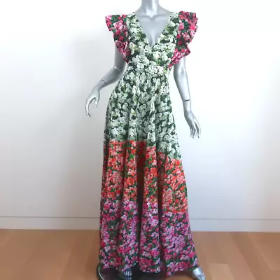 Mary Katrantzou Maxi Dress Noor Floral Print Stretch Cotton Size US 10 • $630