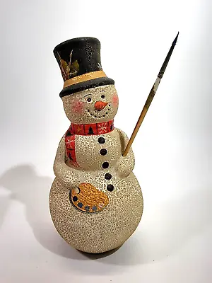 $100 • Buy KSD Vaillancourt Folk Art 9640 Crackle Chalkwear Artist Snowman 11  Figurine EUC