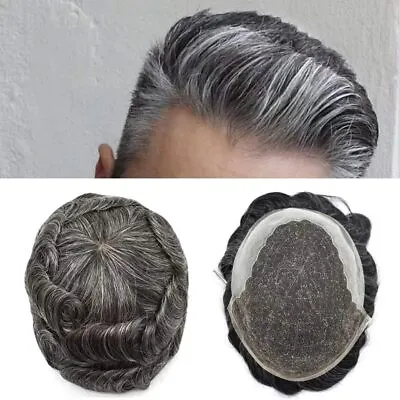 Mens Toupee Hairpiece French Lace Front Hair System Replacement PU Skin Mens Wig • $219