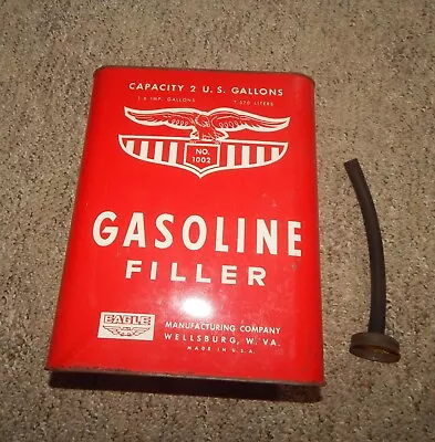 Vintage E-z Pour Eagle Gasoline Filler Can With Cap (no. 1002) - 2 U.s. Gallon • $20