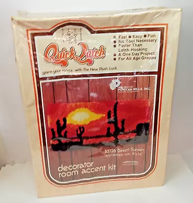 VTG LATCH HOOK KIT Rug DESERT SUNSET S2726 Quick Latch 18  X 36  Sealed • $21.75