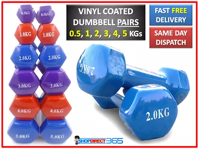 Vinyl Dumbbells Weights Pair Set Gym Fitness Exercise Iron Hand Neoprene 36-5 • £9.45