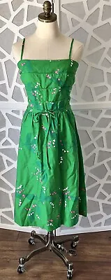 Vintage 60s 70s Malia Hawaiian Midi Dress Green Built In Adjustable Bra M • $60