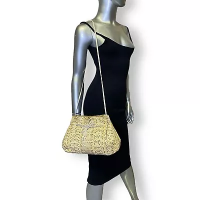 Vintage Snakeskin Print Purse Cream Leather Shoulder Bag • $22