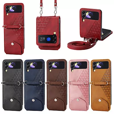 Flap Card Slot Stand Leather W/Lanyard Phone Case For Samsung Galaxy Z Flip5/4/3 • $12.68