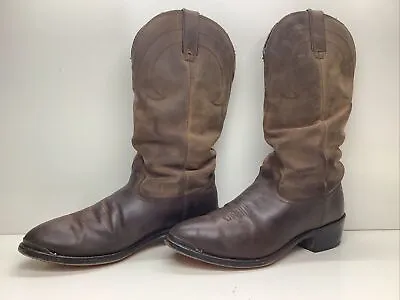 Mens Santa Fe  Cowboy Toe Rand Dark Brown Boots Size 8.5 D • $26.99