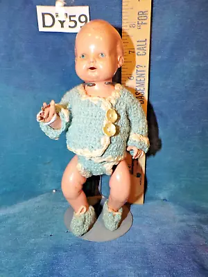 Vintage 1920s Celluloid Baby Doll Minerva Germany W Knit 3pc Suit DY59 • $19.99