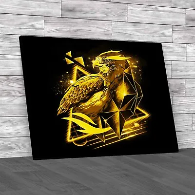 Neo Falcon Bird Modern Yellow Canvas Print Large Picture Wall Art • £14.95