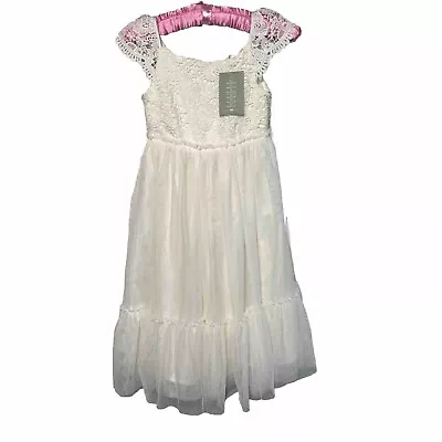 H&M Cream Girl’s Formal Ocassion Dress Size US 6X Cap Sleeve Lace Buttons NWT • $30.95