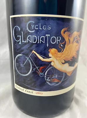 2005 Cycles Gladiator Wine Bottle Large 12.5 U. S. Cup Empty 17.75 Inch Tall Lid • $49.95