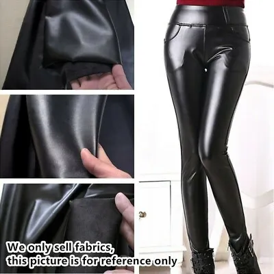 £38.66 • Buy Faux Leather Fabric Thick Fleece Lined PU Stretch For Coat Leggings Shiny Sewing