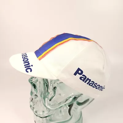 Vintage Panasonic Mens Cycling Hat Large Logo White Made In Italy  • $21