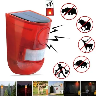 Solar Alarm LED Light Solar Strobe Light Wireless Motion Sensor Detector Outdoor • $12.35