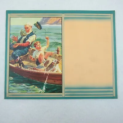 Vintage Advertising Calendar Blank Hintermeister Funny Fishing Boy Grandpa & Dog • $19.99