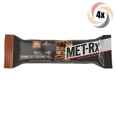 4x Bars MET-Rx Big 100 Peanut Butter Pretzel Meal Replacement Energy Bar 3.52oz • $24.14