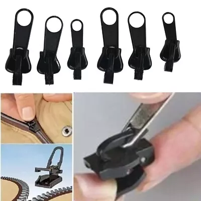 6× Zip Part Puller Universal Replacement Regular 2-Way Fix A Zipper 3-Size • £2.66