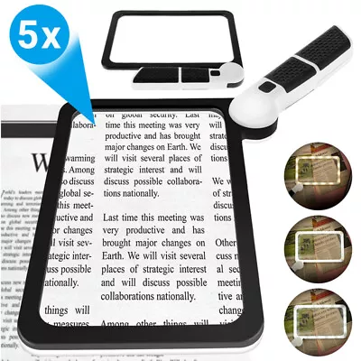 Large Rectangular 5X Magnifying Glasses With 48 LED Light Reading Book Magnifier • £9.97