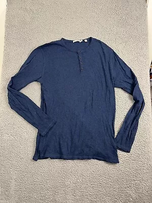 Vince Henley  Shirt Mens Large L Blue Long Sleeve Stretch Pullover • $24.99