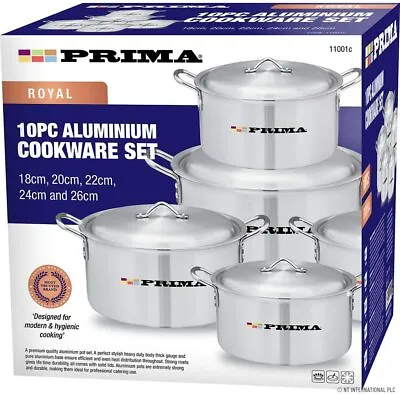 £141.99 • Buy New 10pc Aluminium Cookware Set Kitchen Cooking Pots Casserole Catering Saucepan