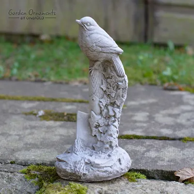 Bird On Trowel Hand Cast Stone Outdoor Garden Ornament Detailed Ivy Gift • £39.90