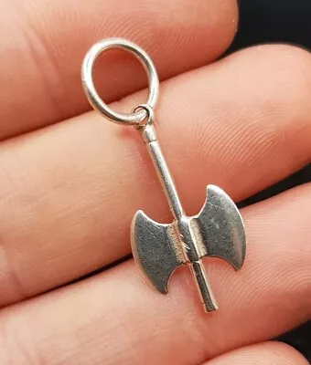 Vintage Sterling 925 Silver Double Edged Battle Axe Pendant Charm Medieval Vikin • £30