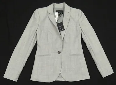 NWT J Crew 100% Wool 1035 Super 120s Gray Womens 1 Button Blazer Coat Jacket 0 • $94.99